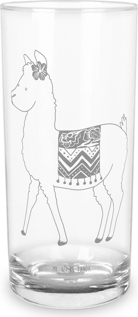 Mr. & Mrs. Panda Glas Alpaka Stolz 200 ml - Transparent - Geschenk, Tumbler, Trinkglas, Wasserglas, Longdrinkglas, Lama, Cocktailglas