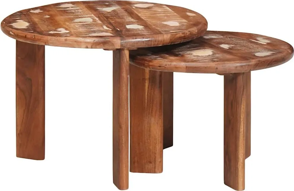 vidaXL Set Tavolini Salotto in Legno Massiccio di Recupero - 2 Pezzi