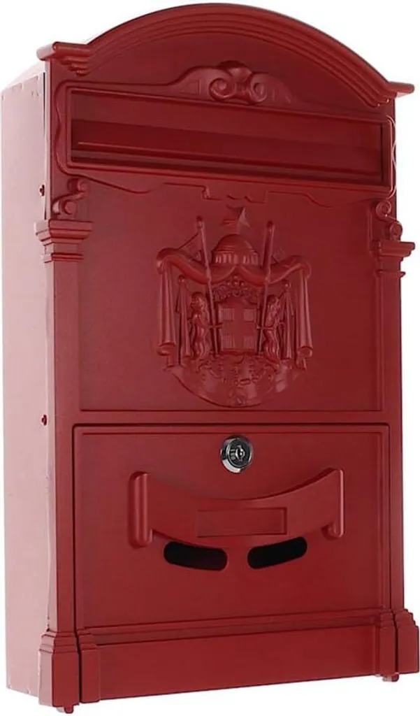 Boîte aux lettres murale Ashford rouge métal avec plaque nominative