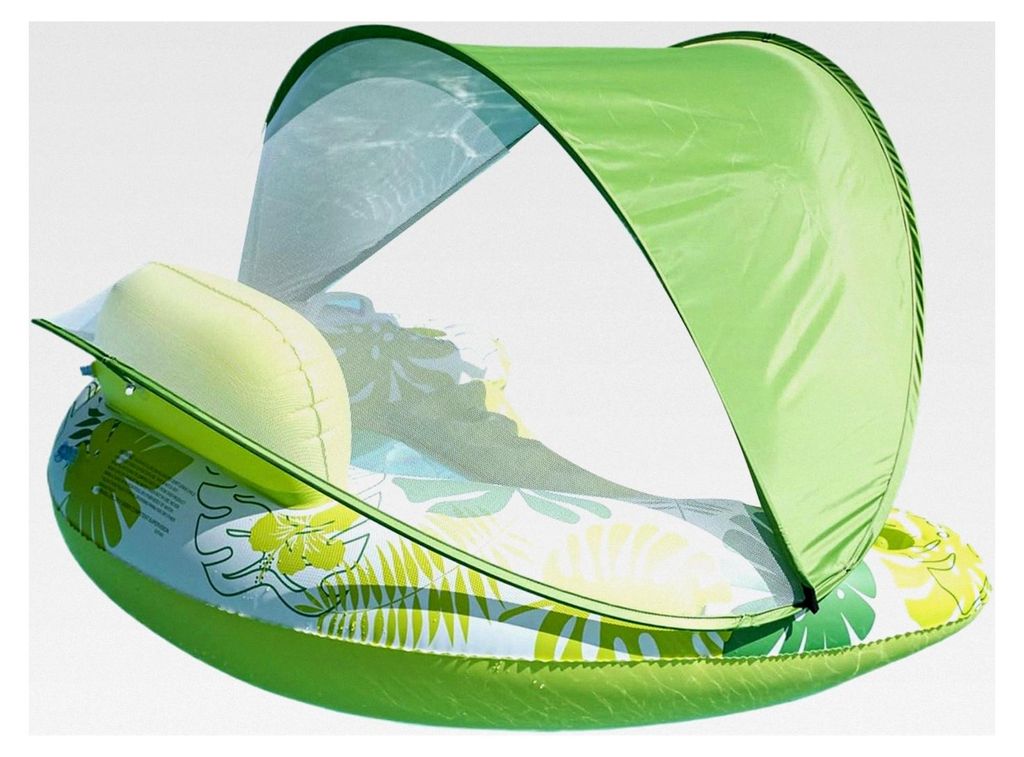 Aufblasbares Schwimmkissen für Erwachsene - Pool Sitzliege mit Getränkehalter und ergonomischer Schwimminsel für Damen und Herren im Sommer am F...