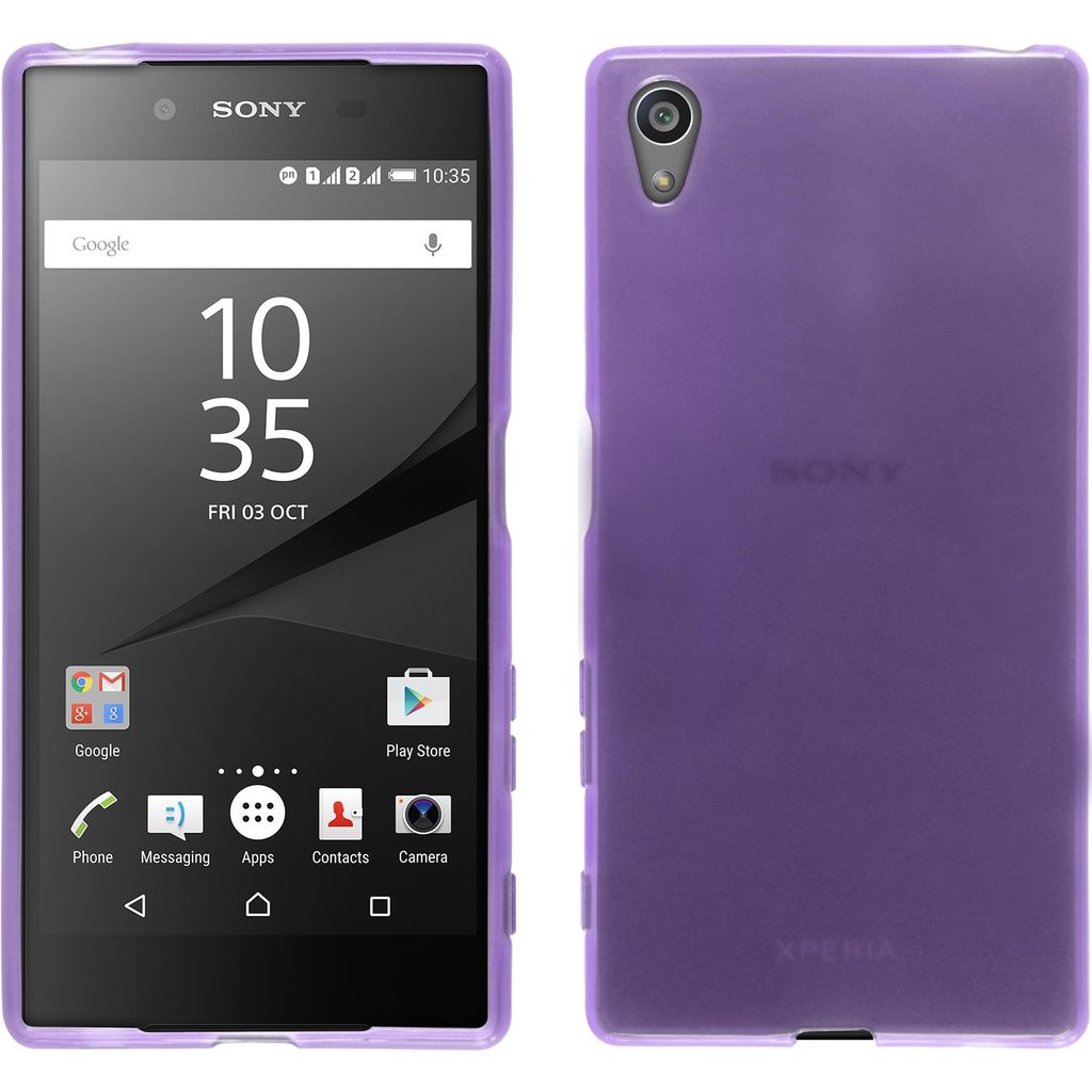 PhoneNatic Case kompatibel mit Sony Xperia Z5 - lila Silikon Hülle transparent + 2 Schutzfolien