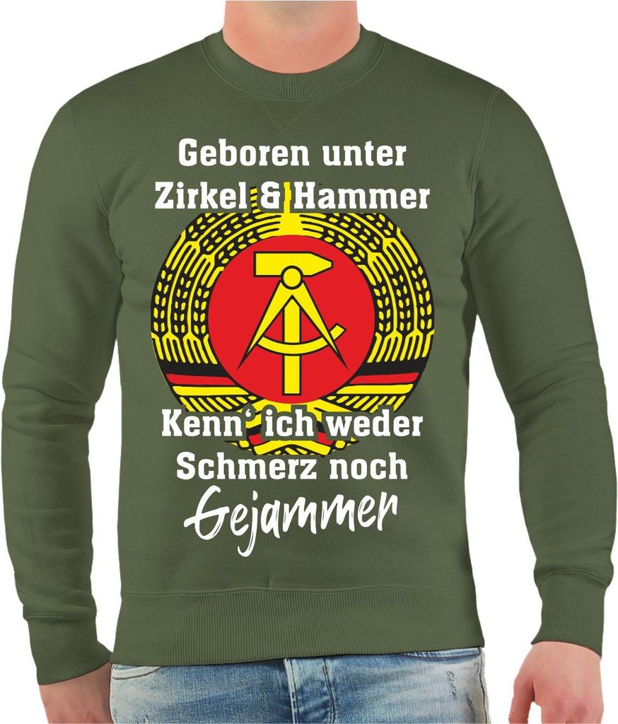 Herren Sweatshirt Geboren unter Zirkel & Hammer kenn ich weder Schmerz noch GEJAMMER