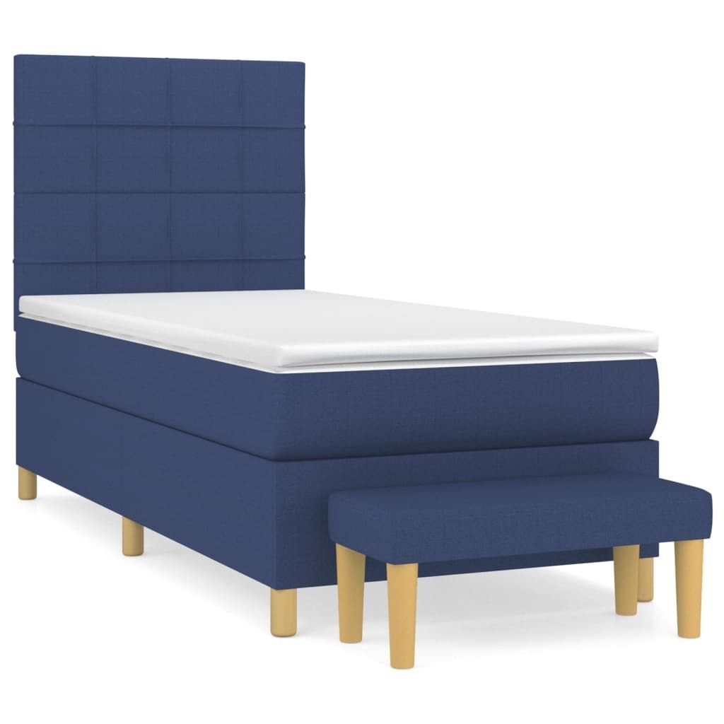 vidaXL Boxspringbett mit Matratze Blau 80x200 cm Stoff