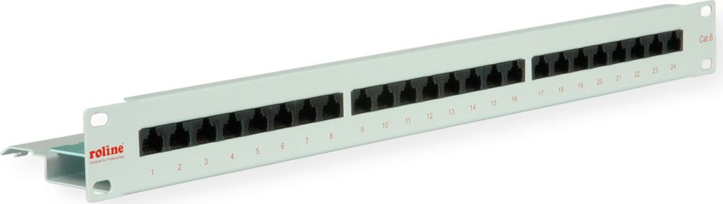 ROLINE Cat.6 (Class E) 19-Zoll-Patchpanel, 24P, ungeschirmt, grau