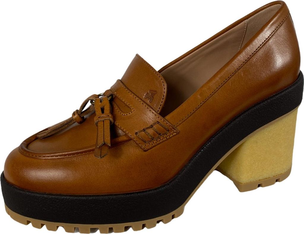 E25 decollete donna HOGAN H475 grün Gummiabsatz Loafer Schuhe Frauen