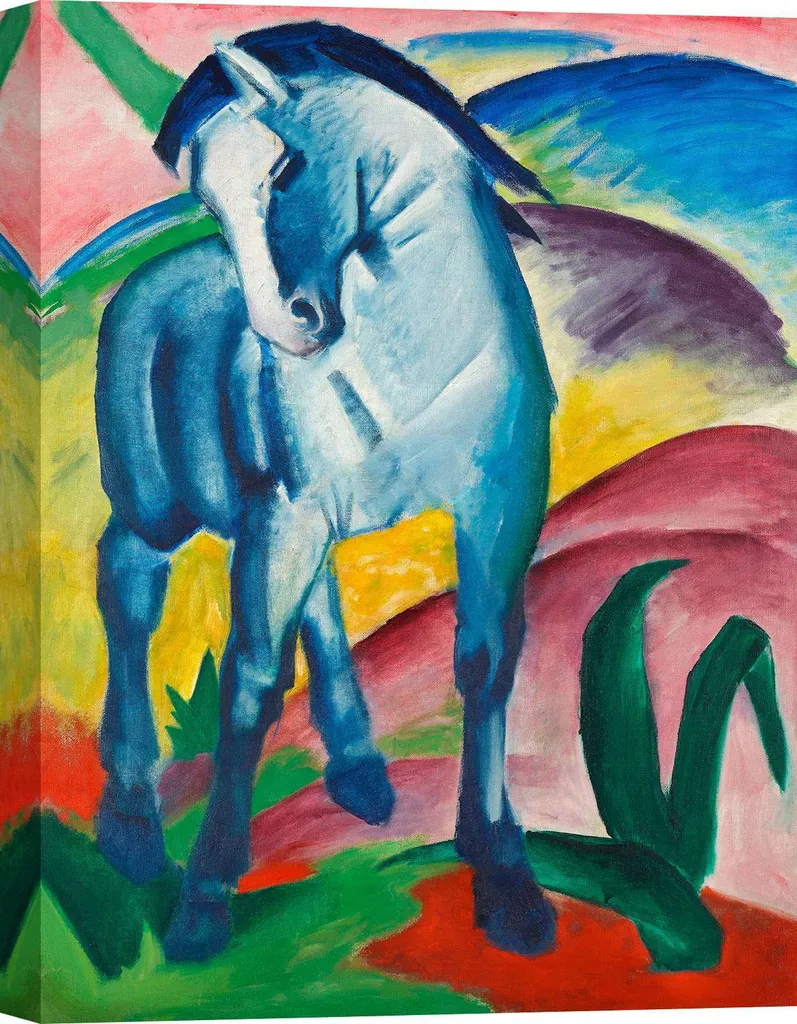 Tableau Franz Marc Le Cheval Bleu - Impression sur Toile 80x60 cm Art