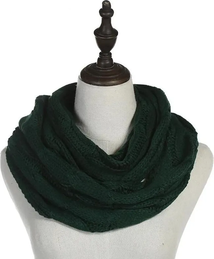Sciarpa Infinity Premium Treccia Nero Verde - Accessorio Termico Unisex