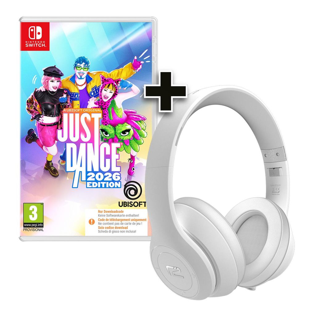 ready2music Nintendo Switch Just Dance 2026 (Code in the Box) + ready2music Rival Kopfhörer weiß