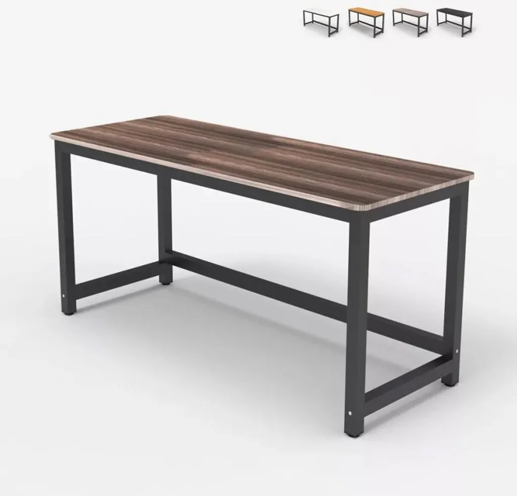 Table de bureau Bridgeblack 120 noyer foncé 120x60cm style industriel