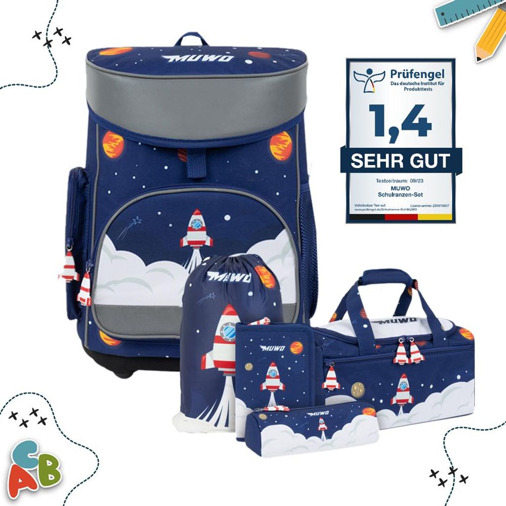 MUWO "Lil Elon" Kinder Schulranzen Set 5-tlg. | MW-291 Produktbild 