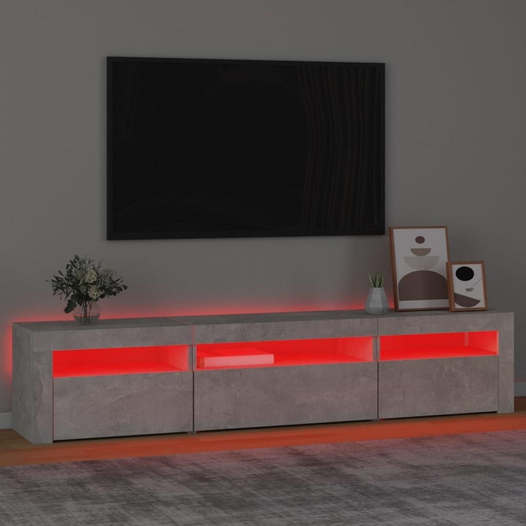 vidaXL TV-Schrank mit LED-Leuchten Betongrau 195x35x40 cm