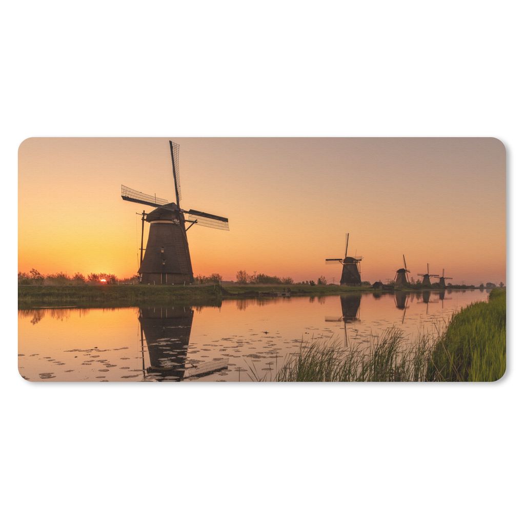MuchoWow Mauspad Mousepad Mühle - Horizont - Holland 60x30 cm - Mousepads - Maus Mat - Pad - Mausunterlage - Nachhaltig