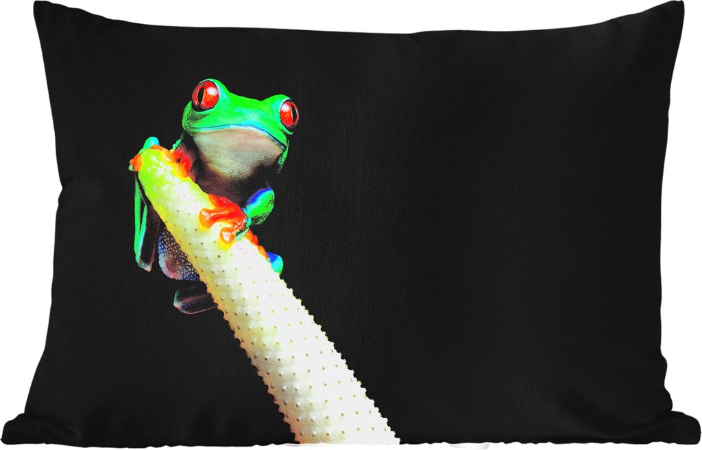 MuchoWow Outdoor Kissen - Frosch - Tier - Pflanze - 60x40 cm - Wetterfest - Lounge Kissen - Zierkissen - Kissen für Innenräume