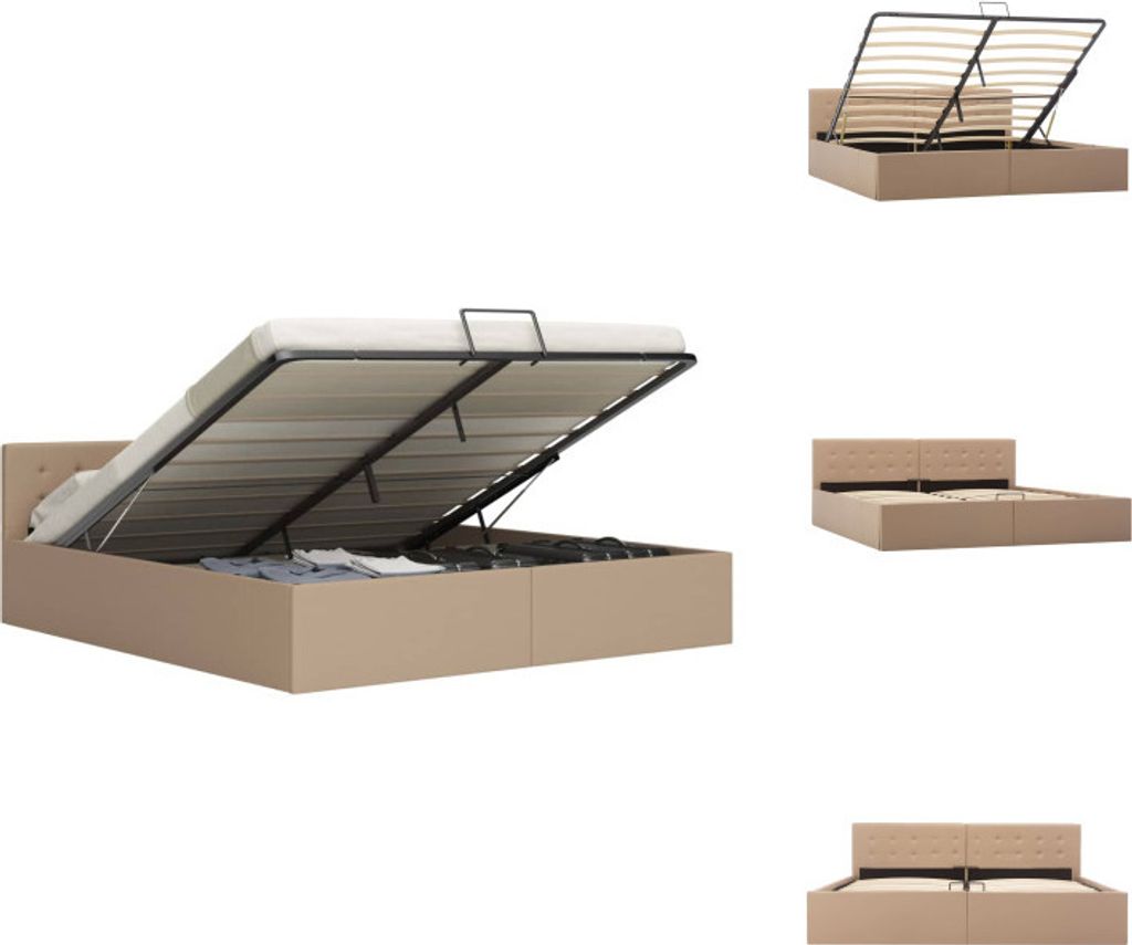 vidaXL Stauraumbett Hydraulisch Cappuccino-Braun Kunstleder 180×200 cm - Betten & Bettgestelle