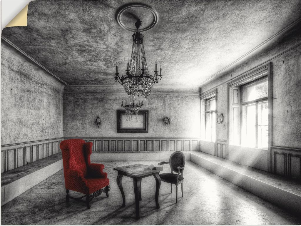 ARTland Wandbild, selbstklebend Lost Place - Roter Sessel Größe: 40x30 cm