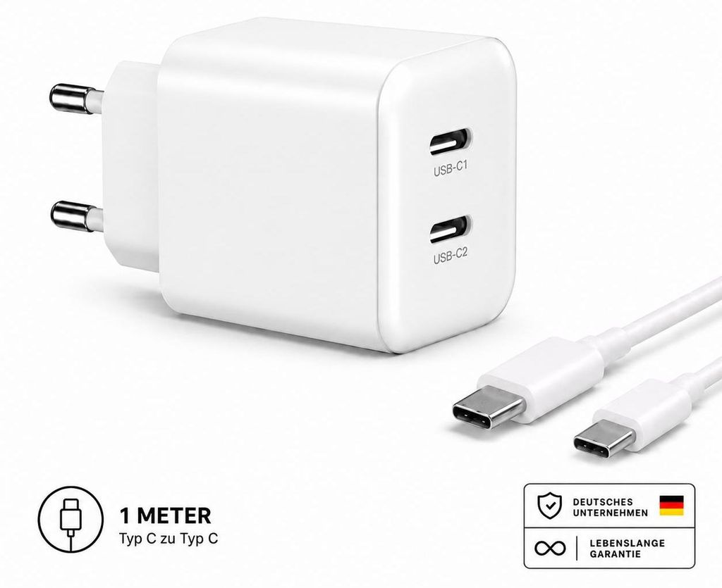 35W USB-C Schnellladegerät mit 2 USB-C Anschlüssen – Produktbild 