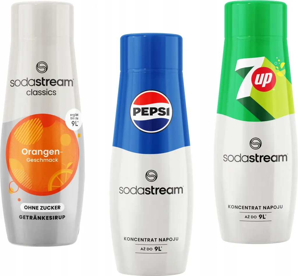 Pack sirops Sodastream pour faire du Pepsi du 7up et de l'Orange à la maison