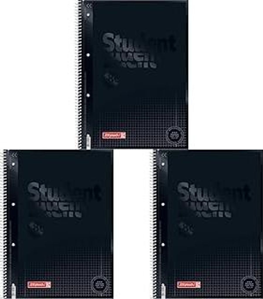 Brunnen 1067928190 Notizblock/Collegeblock Student Colour Code (A4 kariert, Lineatur 28, 90 g/m², 80 Blatt) schwarz (Packung mit 3)