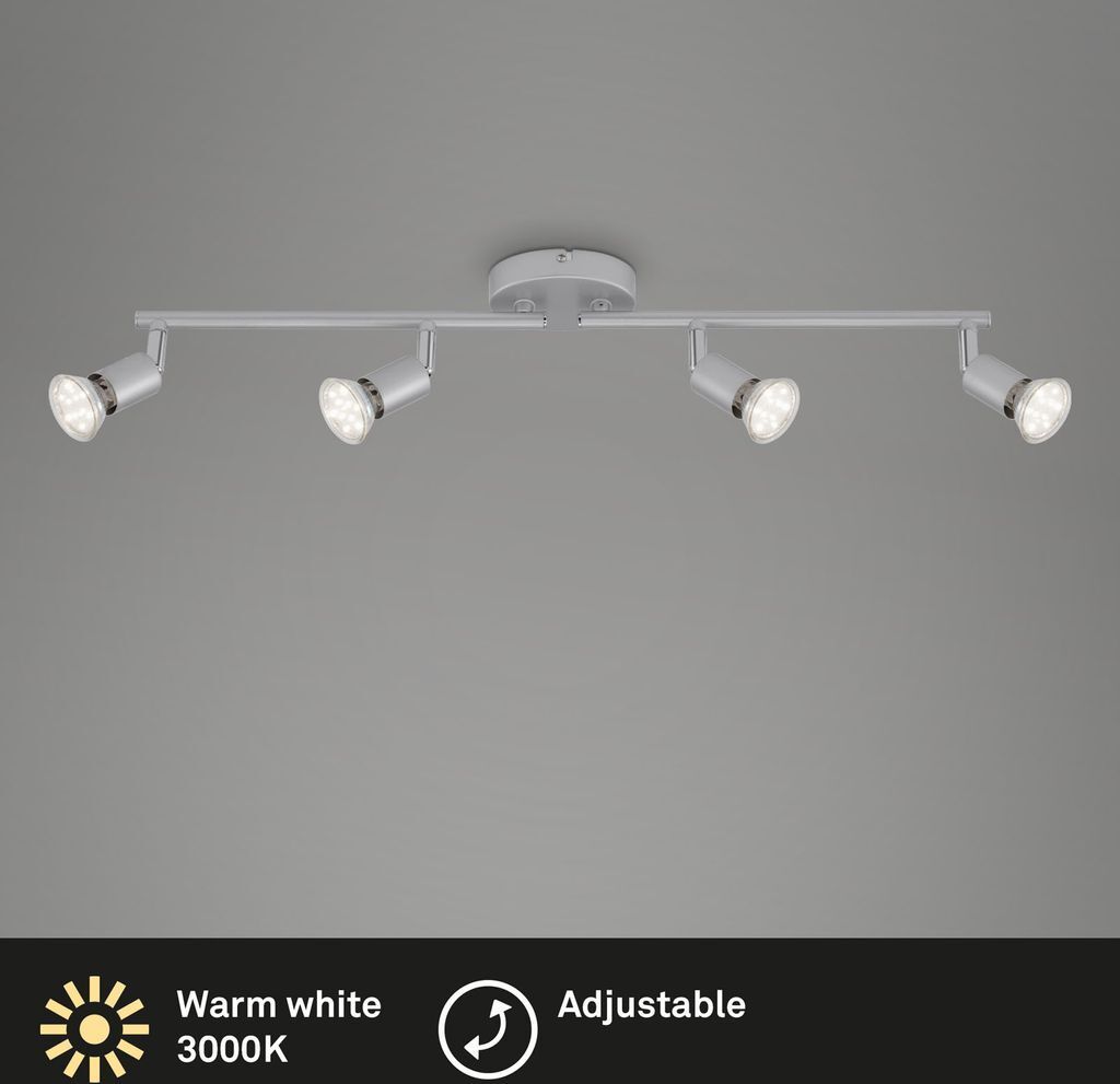 LED Spotleuchte Deckenleuchte 4xGU10 12W schwenkbar Metall Titanfarbig Briloner