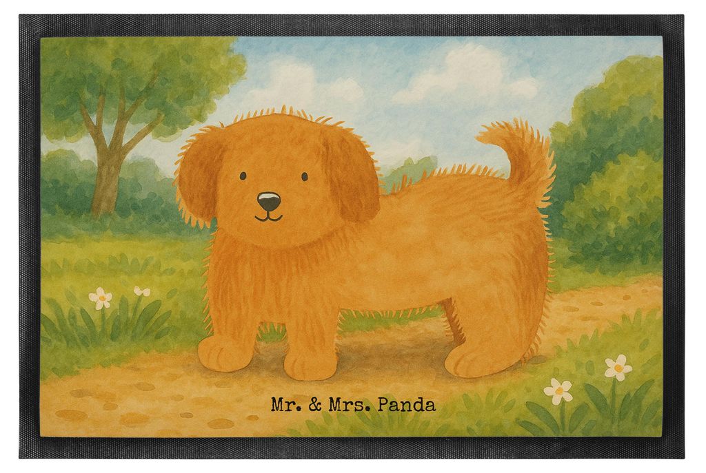 Mr. & Mrs. Panda Bodenvorleger Hund Flauschig Design 40 x 60 cm - Weiß - Geschenk, Niedlich, Gummimatte, Hundebesitzer, Sprüche, Schmutzfangmatte...