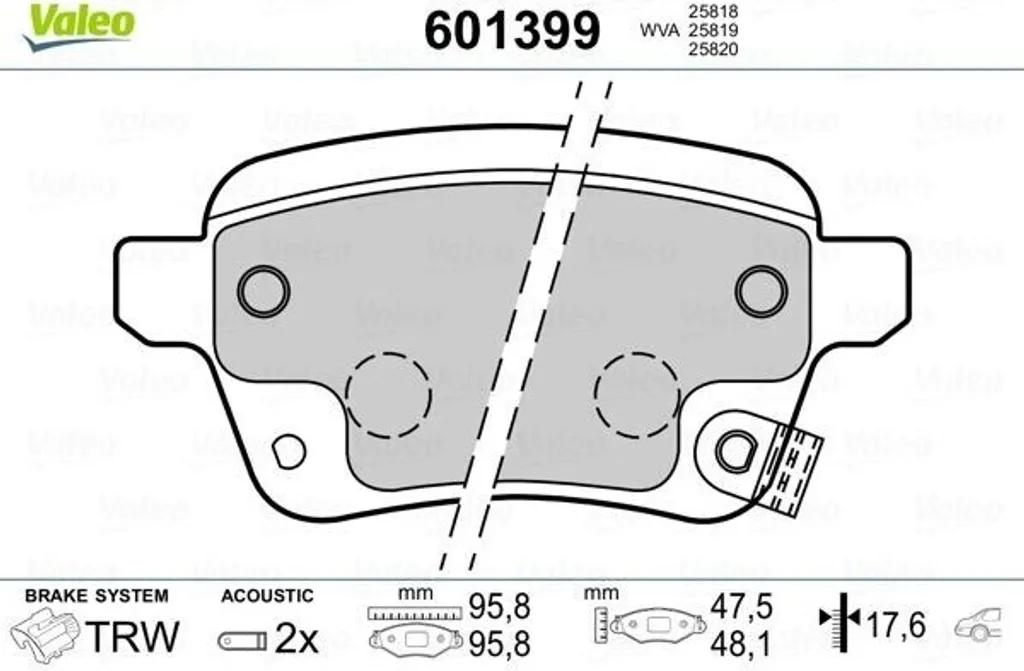 Plaquettes de frein arrière pour l'entretien de Fiat 500L et Tipo 2012-2022