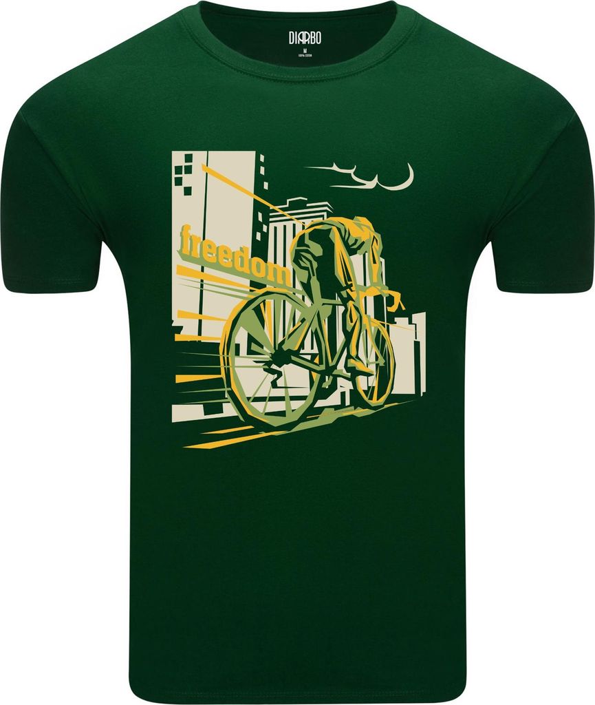 Diarbo Herren T-Shirt mit Fahrradliebhaber Druck Fahrradfreiheit Dunkelgrün Gr.S