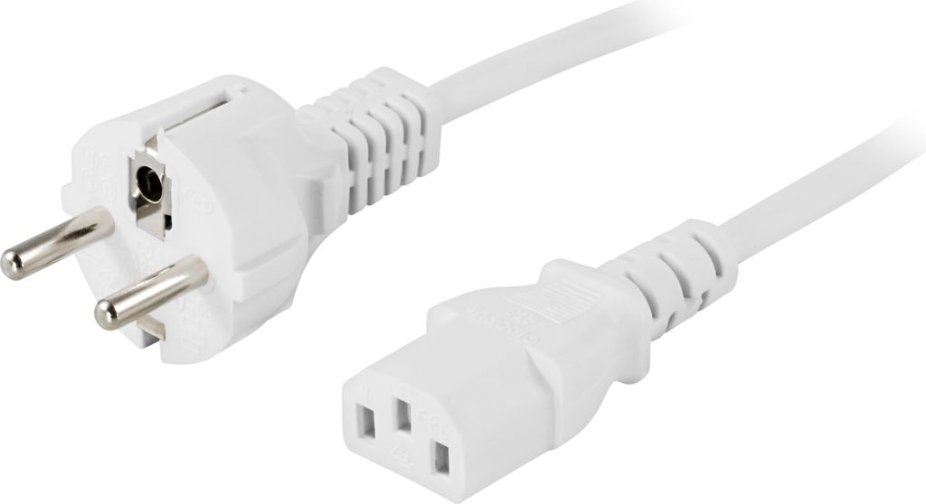 Deltaco DEL-110MV Netzkabel Weiß 3 m CEE7/7 IEC C13 Produktbild 
