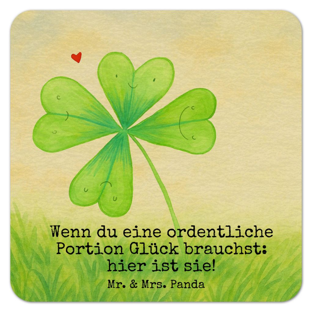 Mr. & Mrs. Panda Tassenuntersetzer Blume Kleeblatt Design 25er Set - Weiß - Geschenk, Kaffeeuntersetzer, Neuanfang, Glück, Umzug, Neuer Job, Gart...