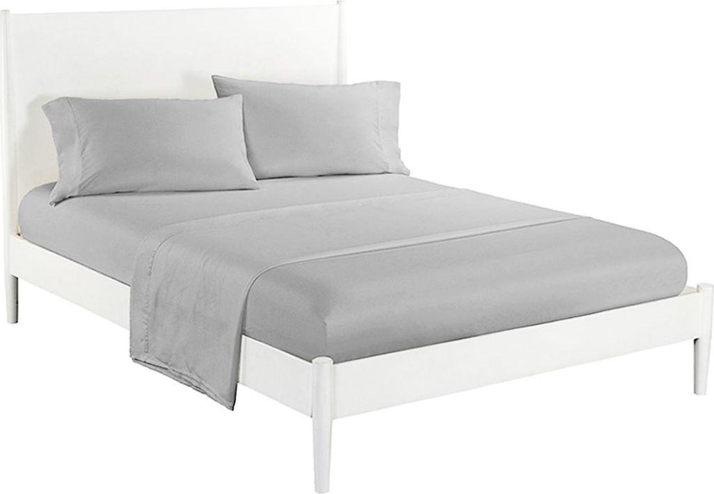Fadenzahl 800, ägyptisches Baumwollsatingewebe – 4-teiliges Bettlaken, einfarbig in Silber – Kingsize, s Bettwäscheset in Premium-Hotelqualit...