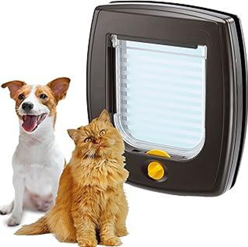 Ferplast Katzenklappe, Hundeklappe, Katzentür für glasscheiben, Pendeltür für Katzen und Kleine Hunde, 4-wege steuerbarer Ein- und Ausgang, Tei...