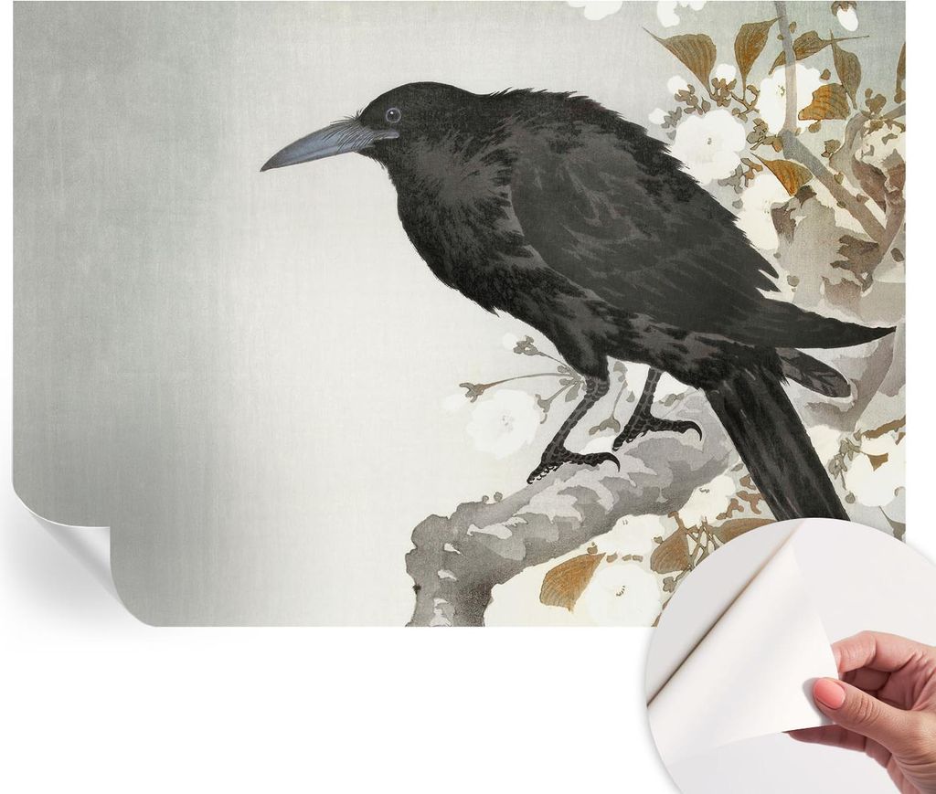Selbstklebende Wandtapete - Dekorative Tapete für Wohnzimmer - Klebefolie für Wandbilder - Tapetenfolie für Wanddekoration - 208x146 cm - Rabe i...