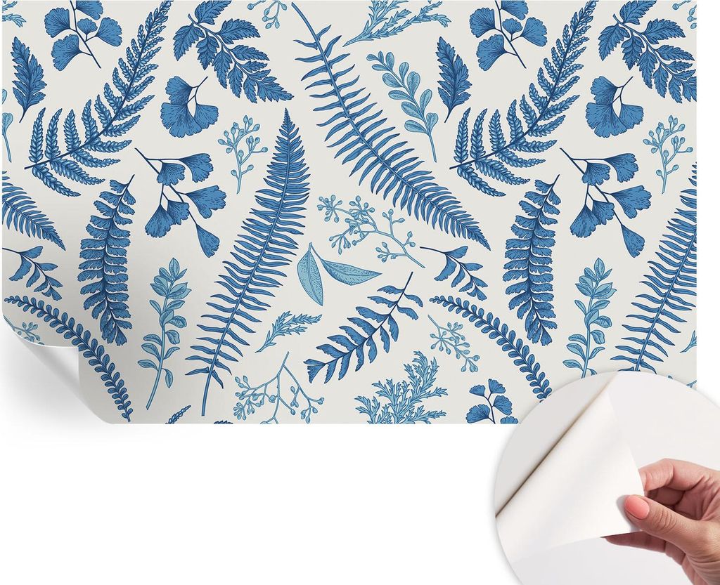Selbstklebende Wandtapete - Dekorative Tapete für Wohnzimmer - Klebefolie für Wandbilder - Tapetenfolie für Wanddekoration - 416x254 - Botanisch...