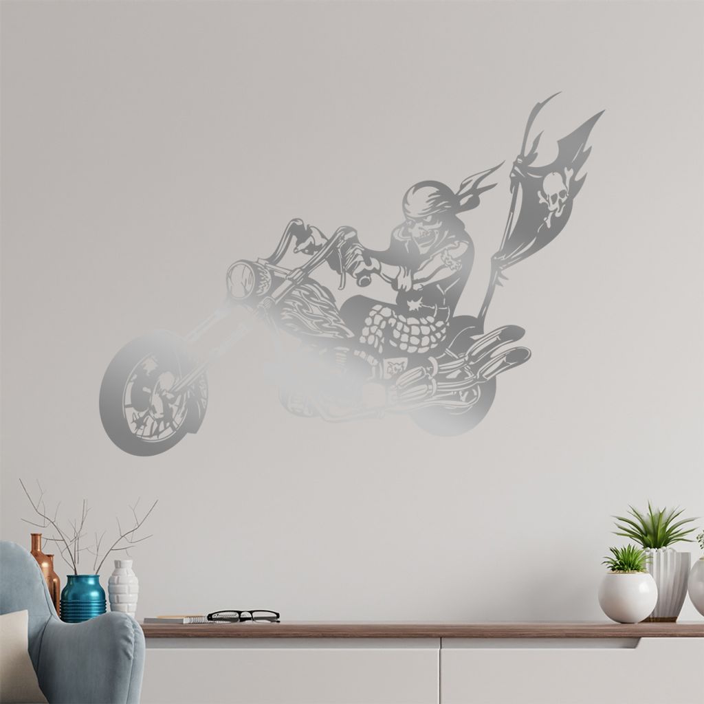 Biker Flag Wandtattoo in 6 Größen - Wandaufkleber Wall Sticker - Dekoration, Küche, Wohnzimmer, Schlafzimmer, Badezimmer