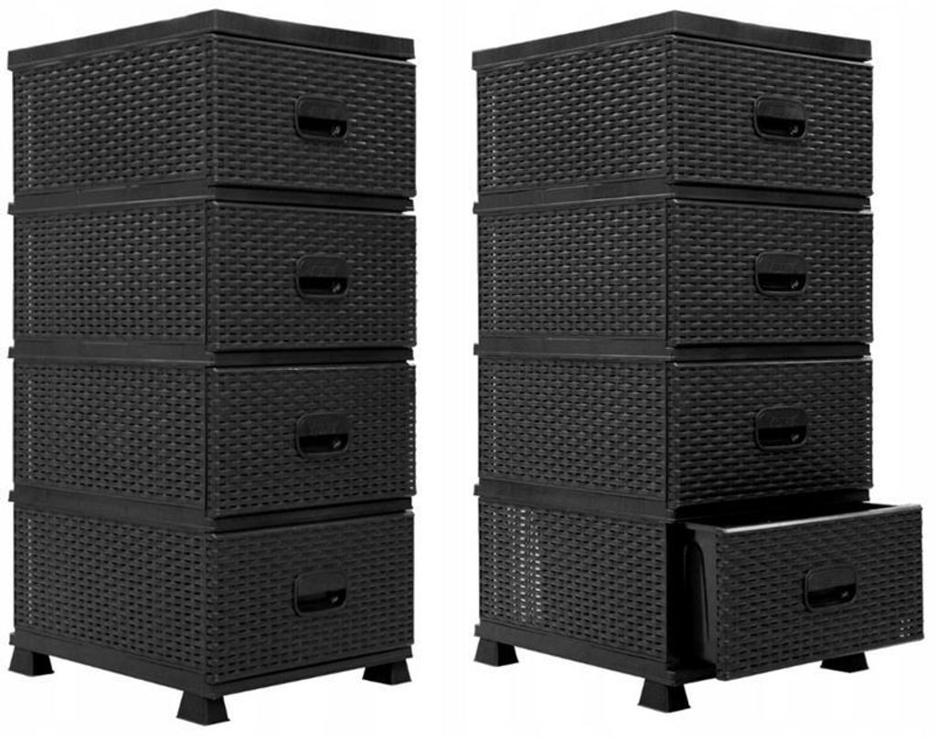 K9467 Kommode, Schrank, Regal, Schwarzes Rattan Badezimmer Produktbild 