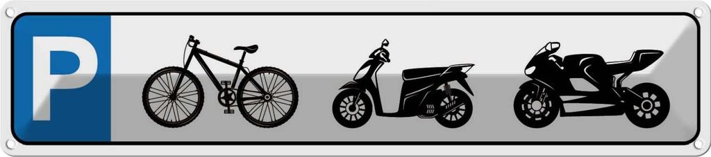 vianmo Blechschild 10x46 cm Parkplatz Fahrrad Mofa Motorrad Parkplatzschild