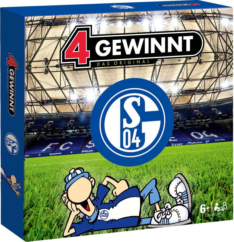 The image shows the packaging of a board game with a football stadium and a cartoon character.