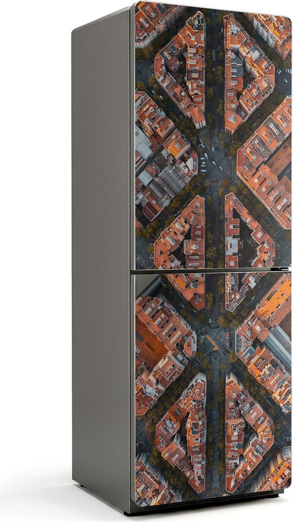 Architekturmuster aus der Vogelperspektive – Magnetische Kühlschrank Abdeckung – Dekorfolie magnetisch Küche – Kühlschrank Magnet Deko –...