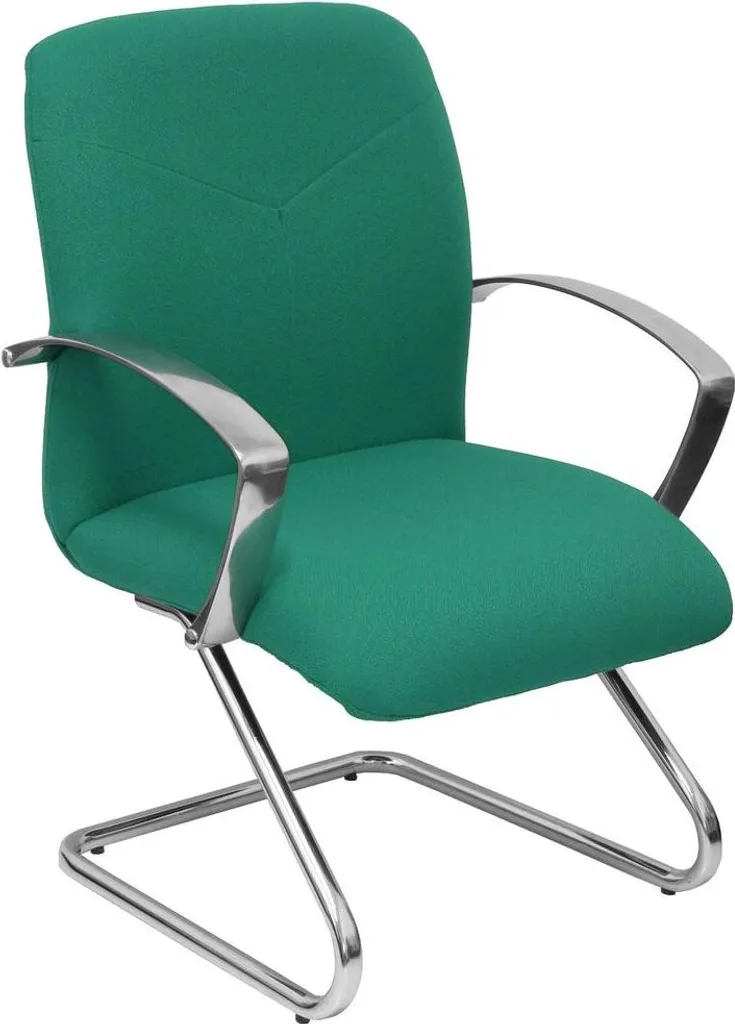 Fauteuil de salon design velours Bali vert émeraude et pied traîneau noir