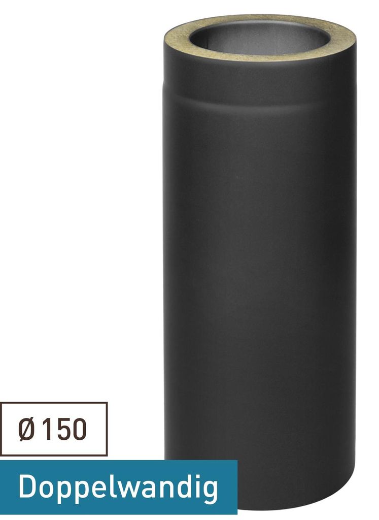 Raik Coltherm Längenelement 150mm schwarz doppelwandig L: 500mm für Rauchrohr / Ofenrohr