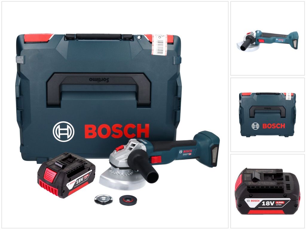Bosch GWS 18V-10 Professional Akku Winkelschleifer 18 V 125 mm Brushless + 1x Akku 4,0 Ah + L-Boxx - ohne Ladegerät