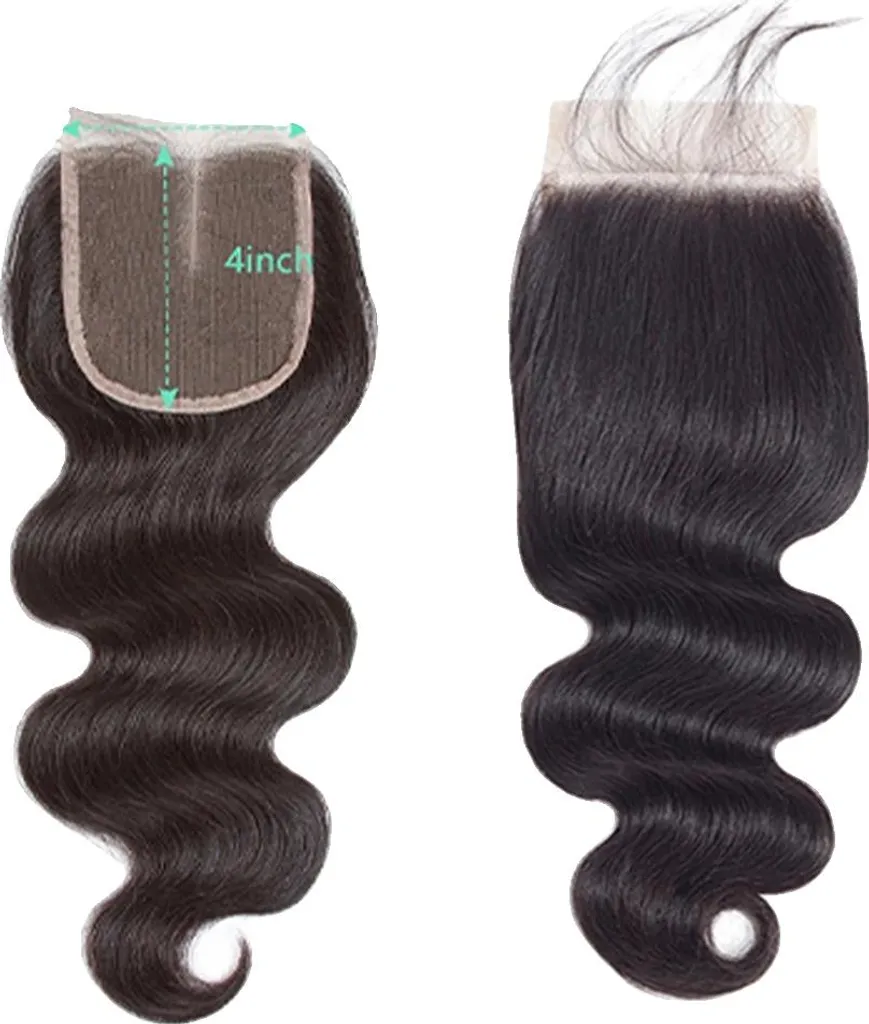 Lace Closure 4x4 Aspect Naturel Body Wave Cheveux Remy 24 Pouces Noirs