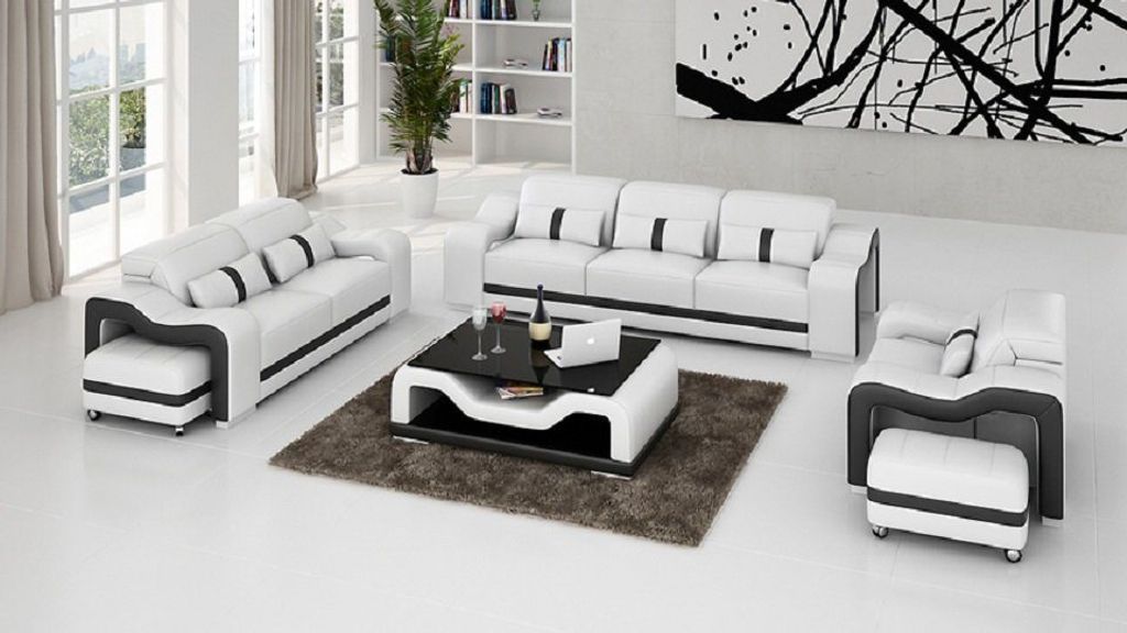 Sofagarnitur 3+2 Sitzer Sofa Couch Polster Leder Produktbild 