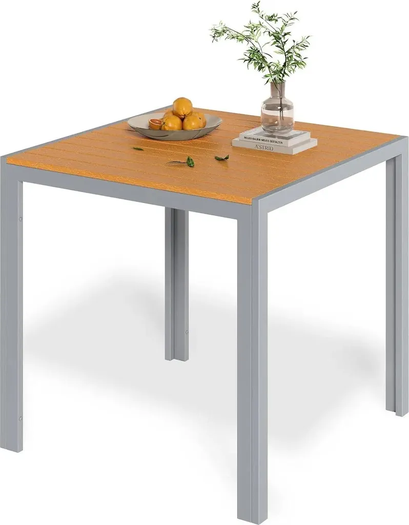 Table de Salle à Manger d'Extérieur pour 4 Personnes en WPC et Métal