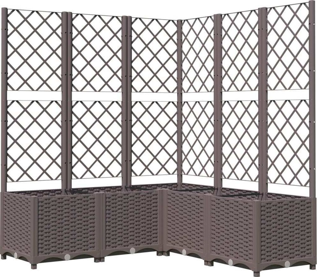 vidaXL Pflanzkübel mit Rankgitter Braun 120x120x136 cm PP Produktbild 
