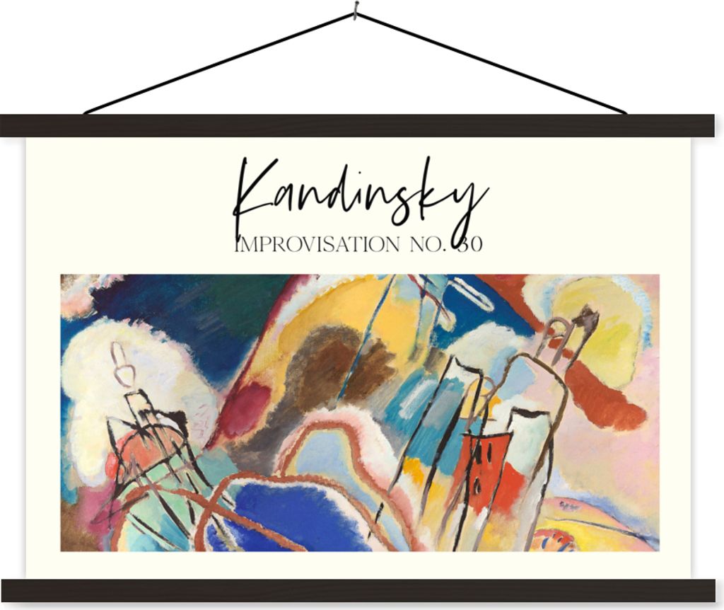 MuchoWow Textilposter Malerei - Abstrakt - Kandinsky 120x80 cm mit schwarzem Rahmen - Wanddeko