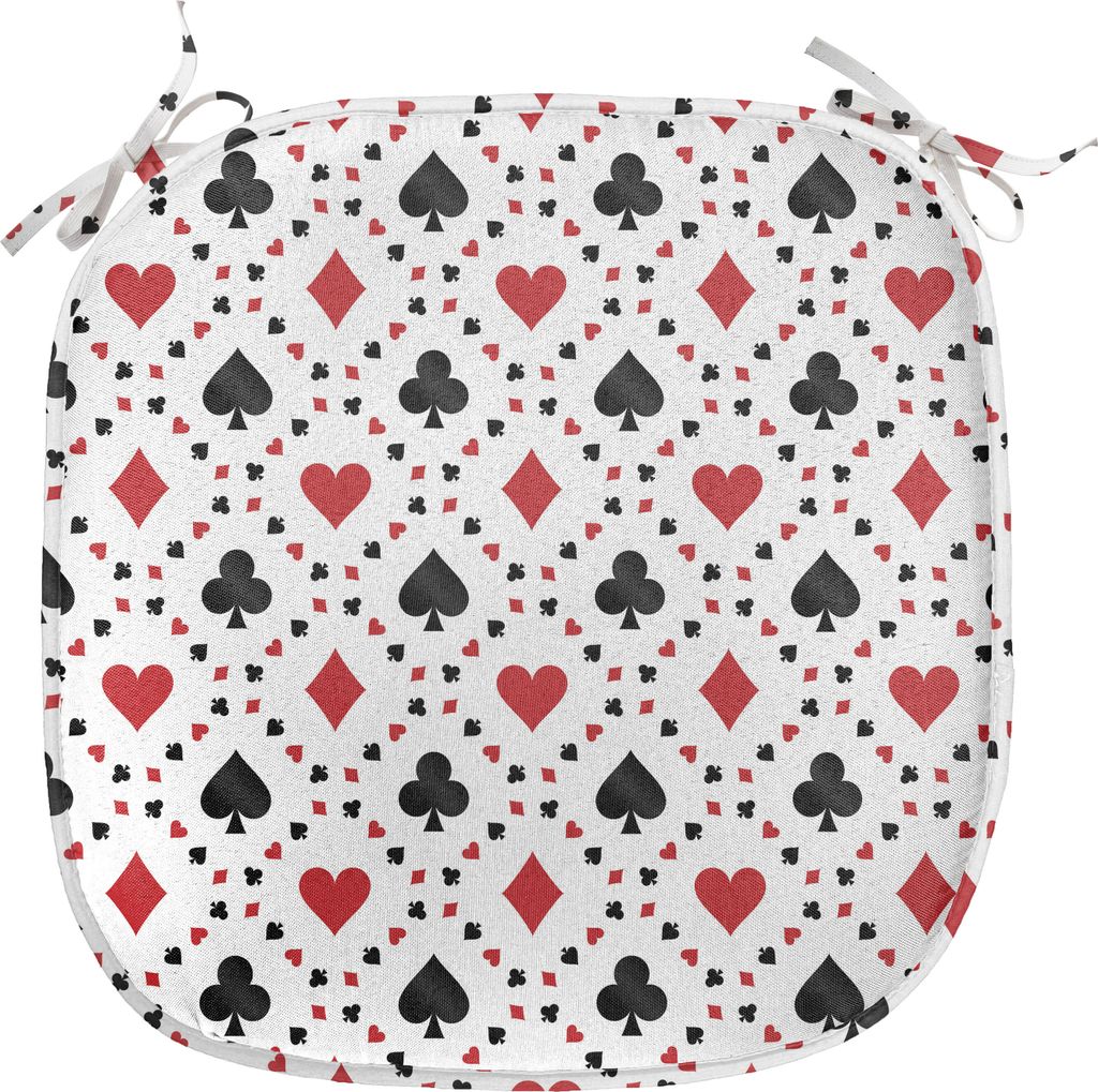 ABAKUHAUS Kasino Polster für Esszimmerstühle, Tourist Poker-Karten, Dekoratives wasserfestes Kissen mit Riemen für Küchensitze, 40 cm x 40 cm, ...
