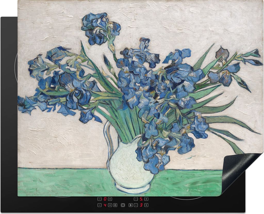 KitchenYeah Herdabdeckplatte Vase mit Schwertlilien - Vincent van Gogh , 65x52cm, Küche Deko, Glaskeramikkochfeld Herdabdeckung, Abdeckplatte f...