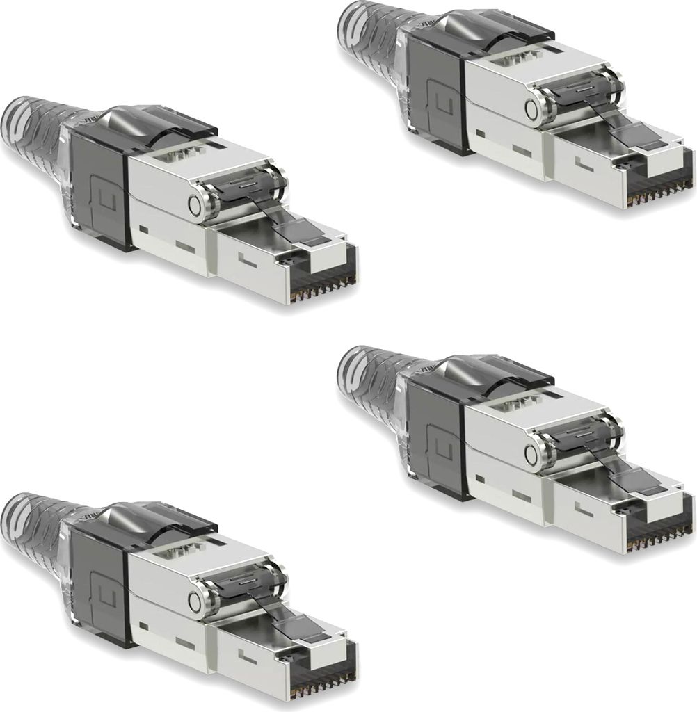 Netzwerkstecker Cat7 CAT 7 RJ45 Stecker 4x Steckverbinder werkzeuglos geschirmt