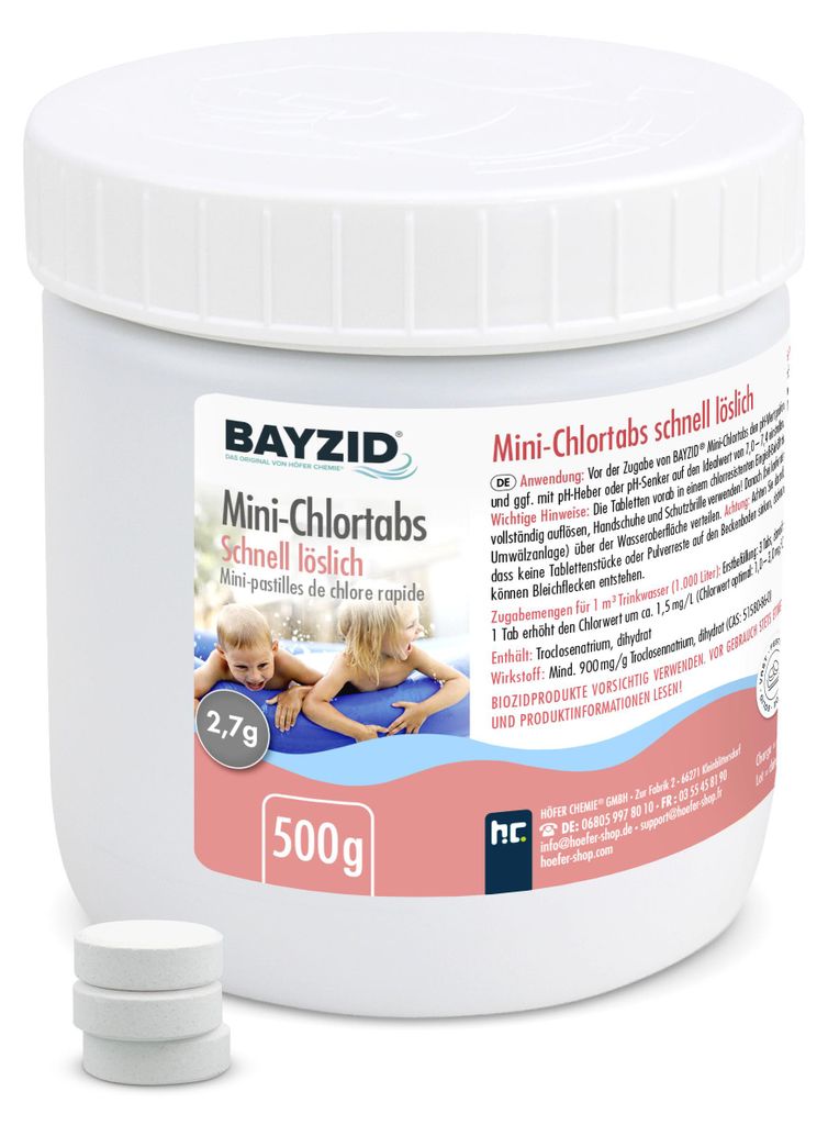 1x500 g BAYZID® Mini 2,7g pH-neutrale Chlortabs für kleine Produktbild 