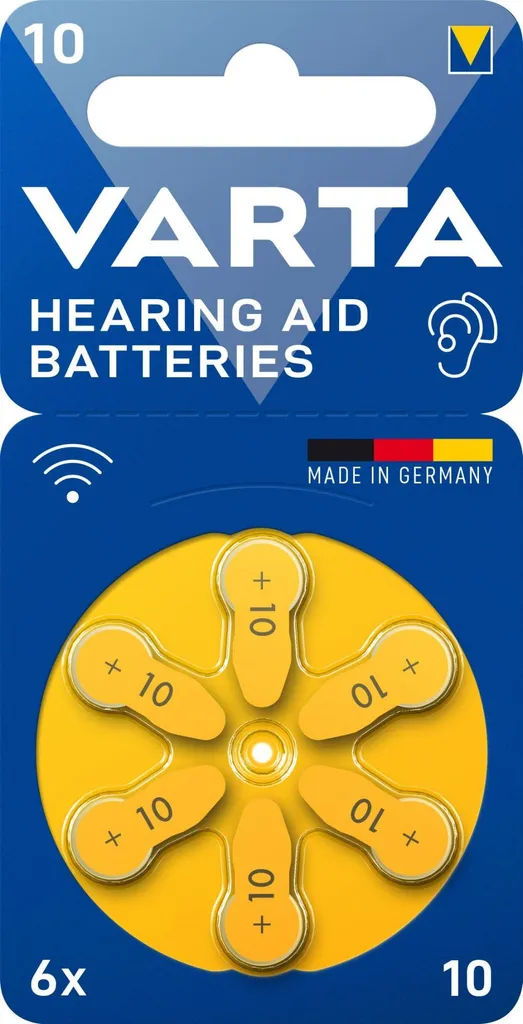 VARTA Hearing Aid 10 Pile pour appareil auditif jaune - Blister de 6